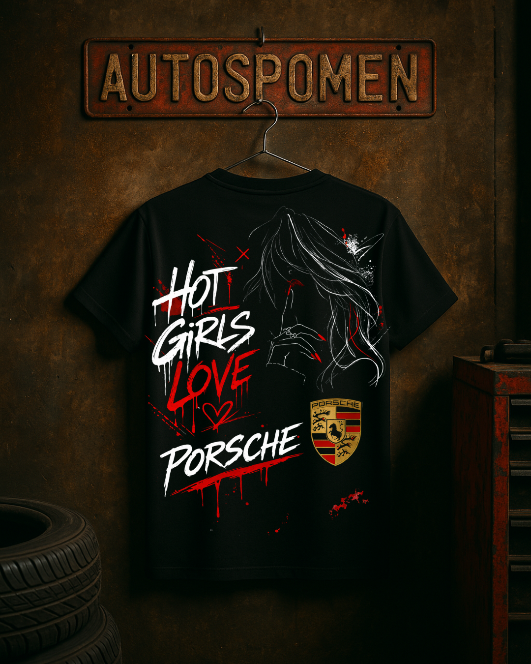 Тениска Hot Girls Love Porsche – Дамска Premium Edition