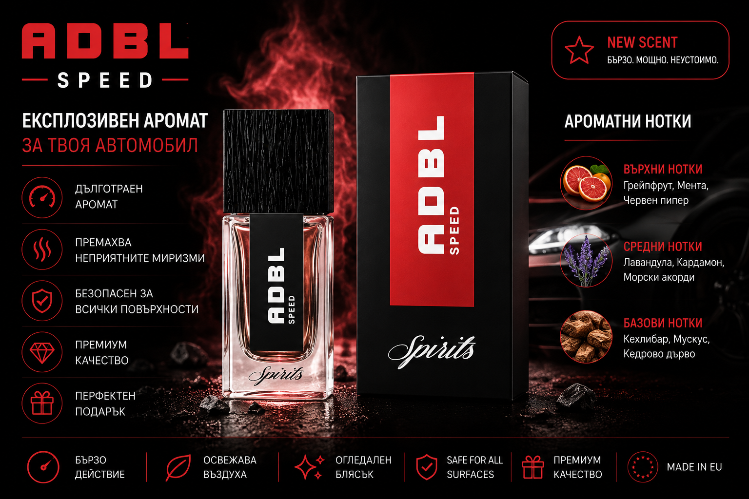 Премиум интериорен парфюм - ADBL SPIRITS SPEED