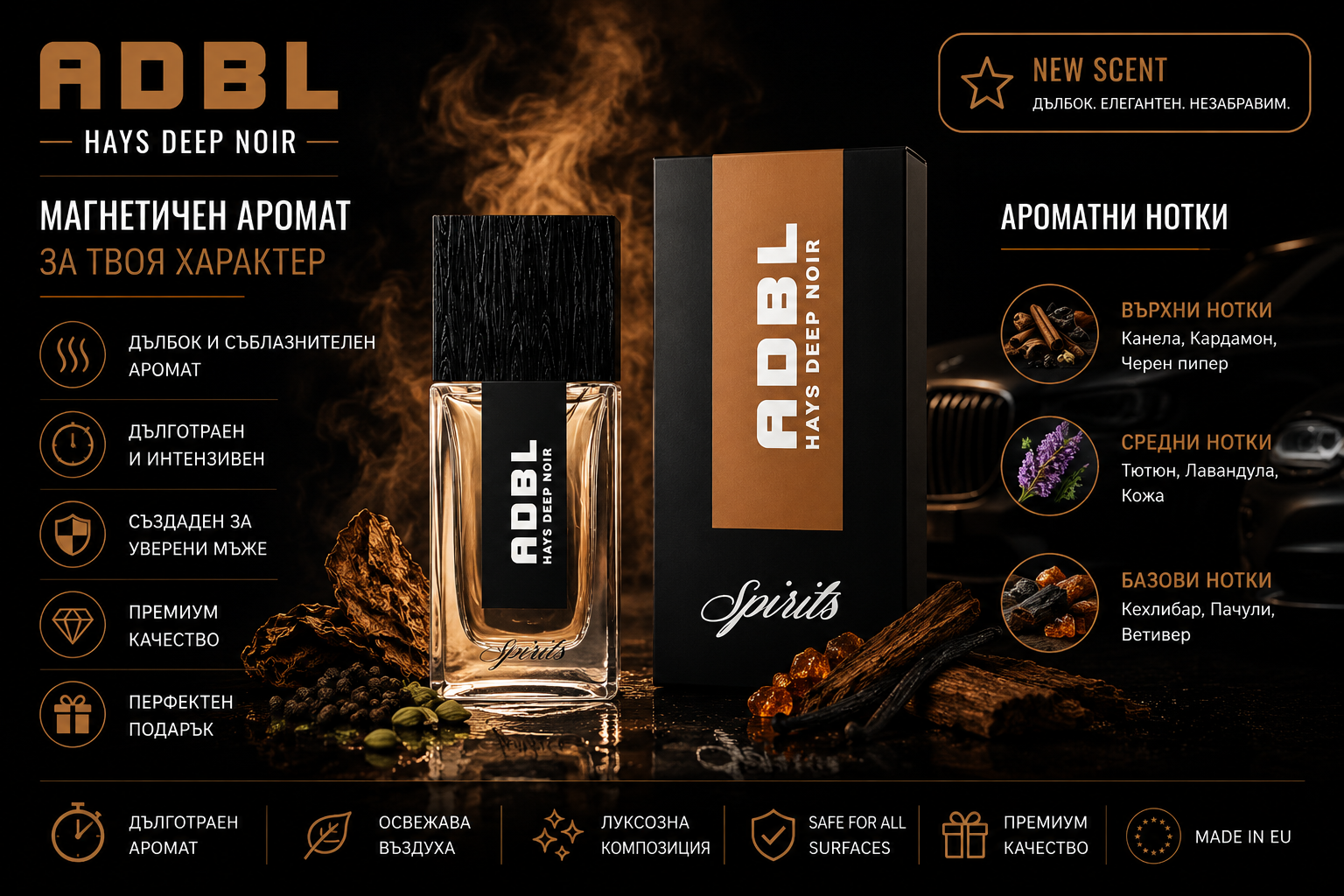 Премиум интериорен парфюм - ADBL SPIRITS HAYS DEEP NOIR