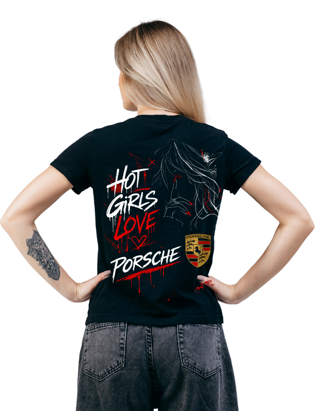 Тениска Hot Girls Love Porsche – Дамска Premium Edition