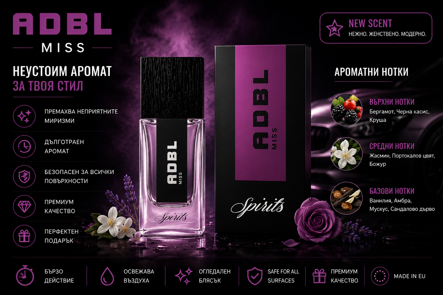 Премиум интериорен парфюм -  ADBL SPIRITS MISS