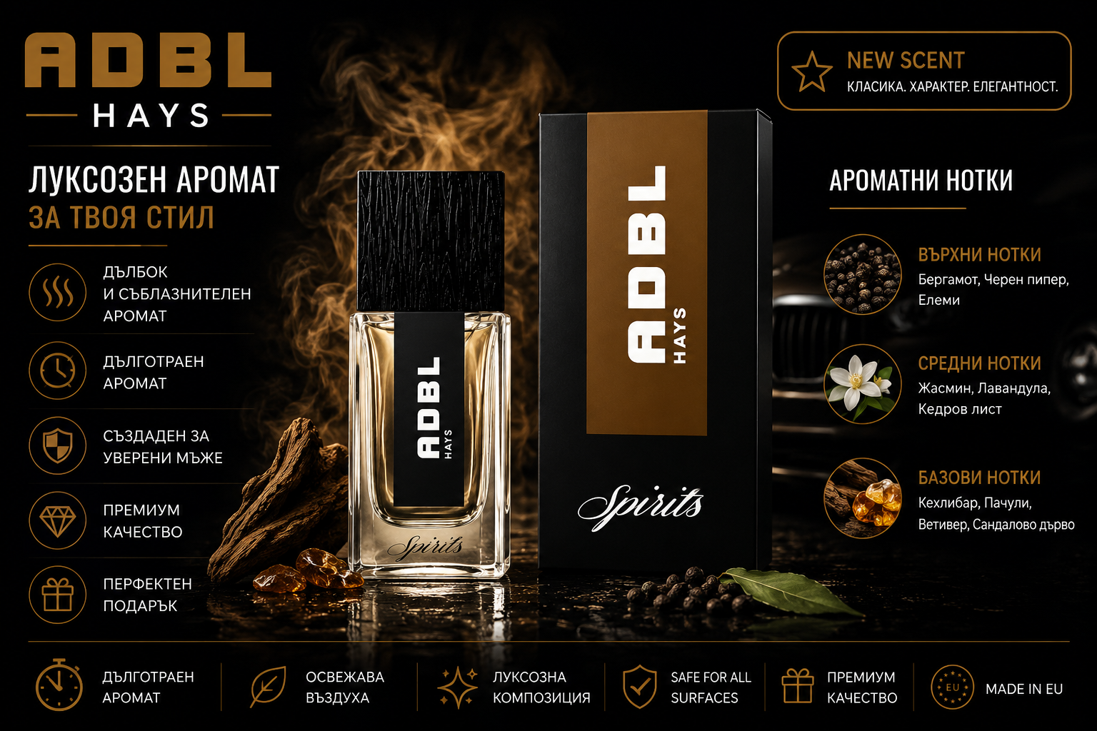 Премиум интериорен парфюм - ADBL SPIRITS HAYS