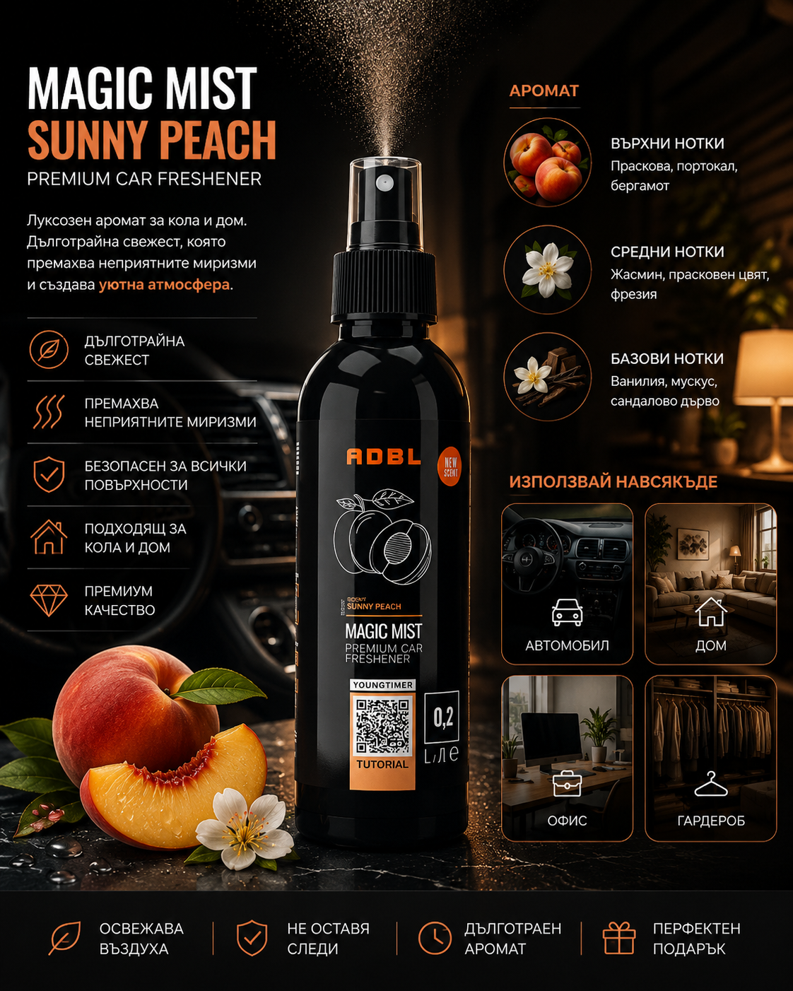 Интериорен парфюм – ПРАСКОВА - ADBL MAGIC MIST SUNNY PEACH