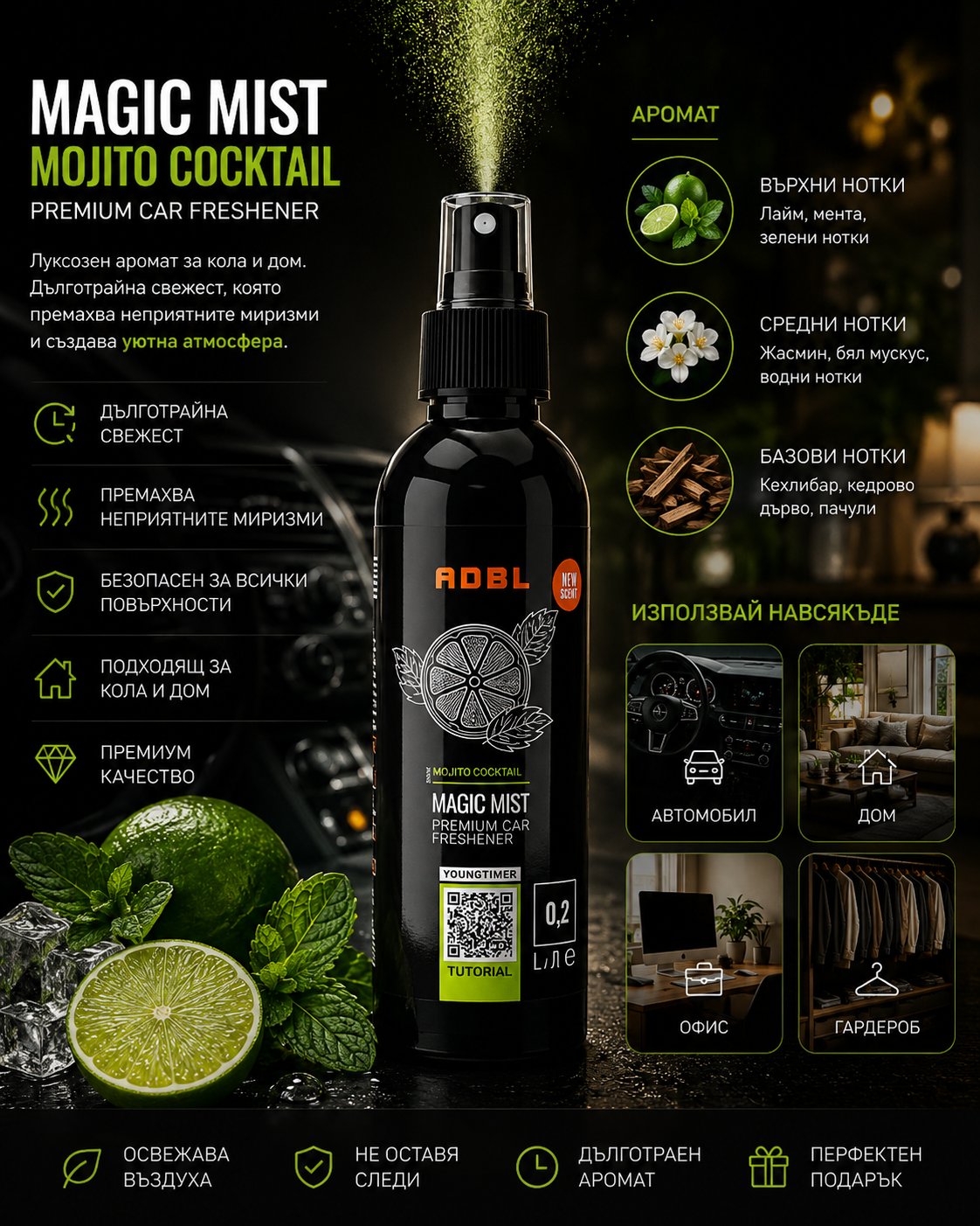 Интериорен парфюм – МОХИТО - ADBL MAGIC MIST MOJITO COCKTAIL