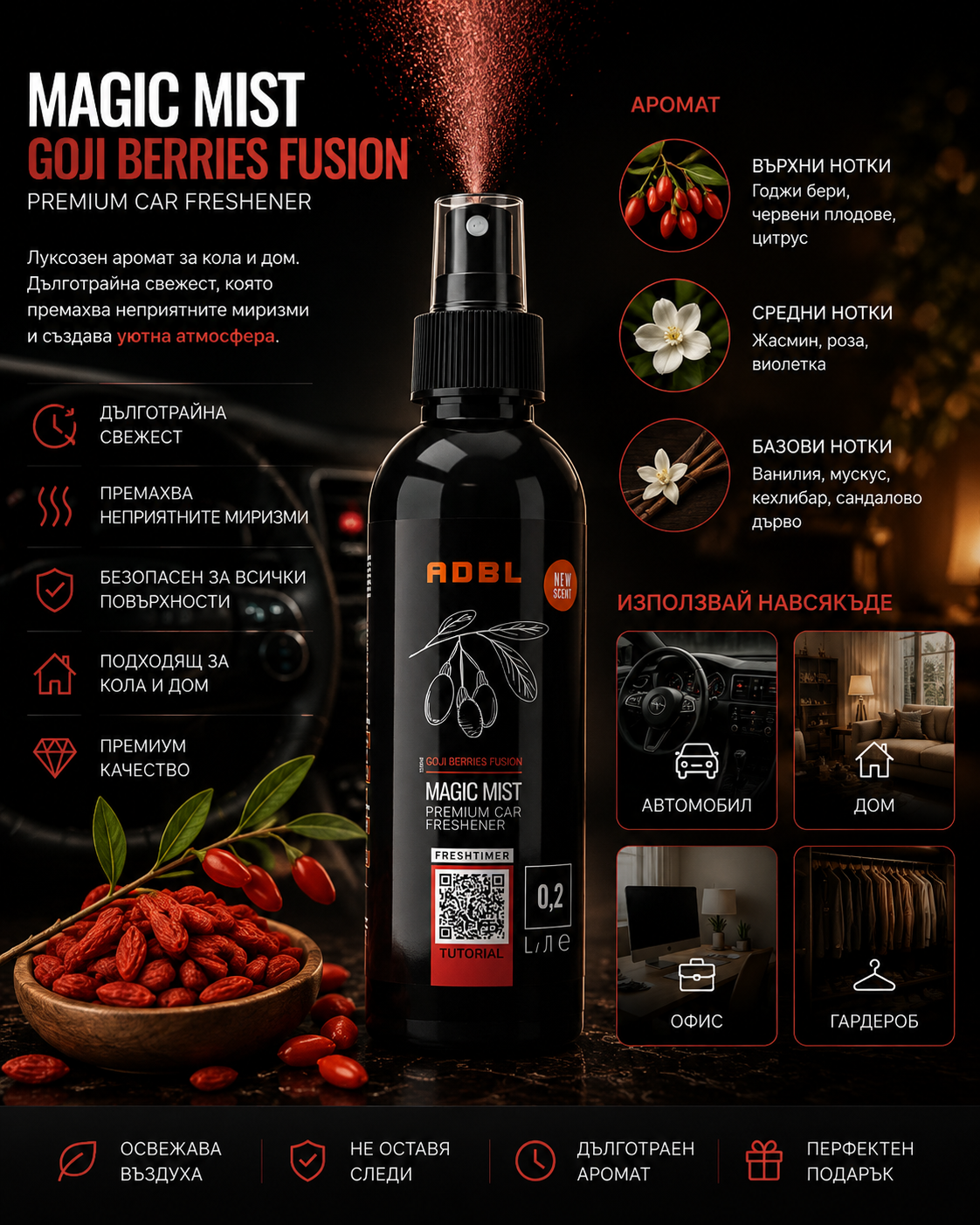 Интериорен парфюм – ГОДЖИ БЕРИ -ADBL MAGIC MIST GOJI BERRIES FUSION