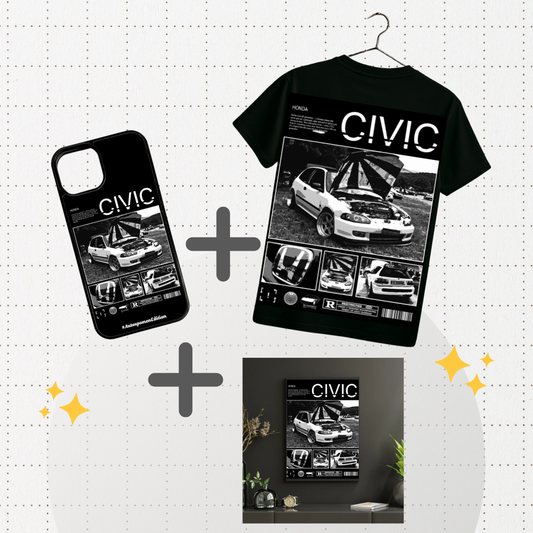 Персонализиран МЕГА Комплект: Тениска + Кейс + Картина по твоя кола