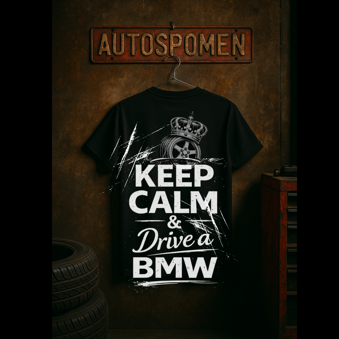 Тениска „Keep Calm & Drive a BMW“ – Autospomen Edition