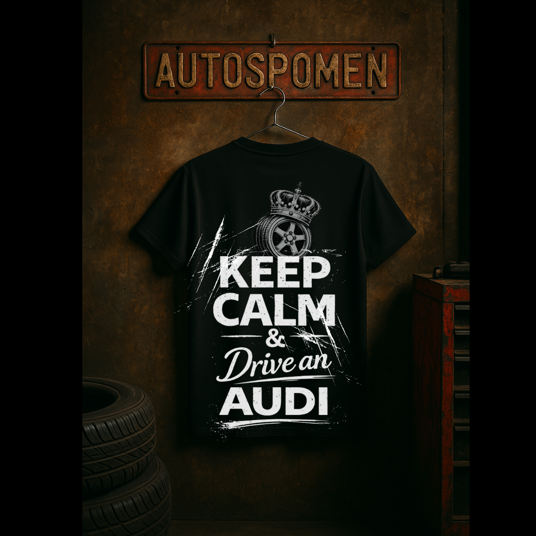 Тениска „Keep Calm & Drive an Audi“ – Autospomen Edition